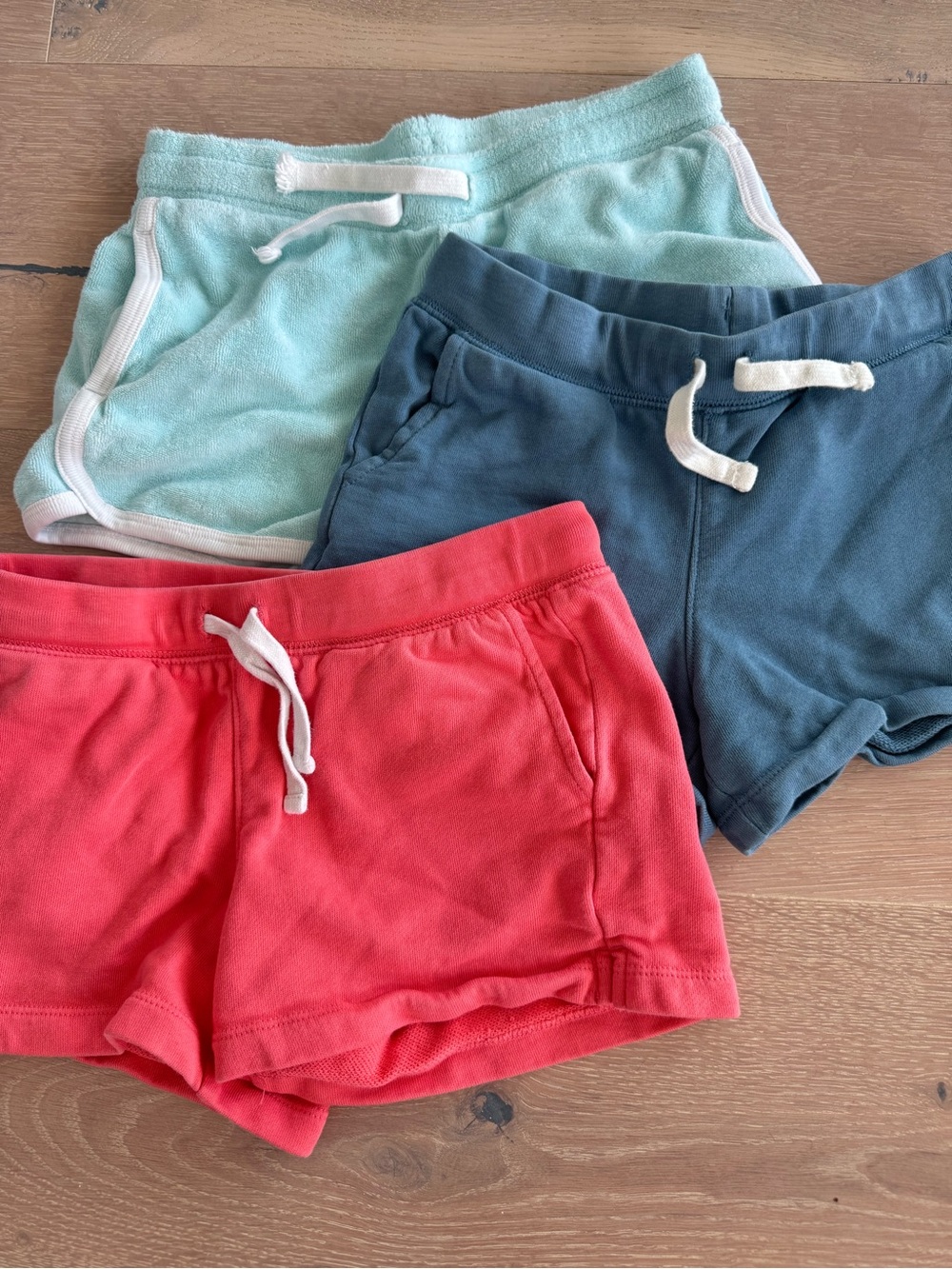 Primary 3-Pack girls Athletic Shorts - Coral, Mint, I Slate Blue
